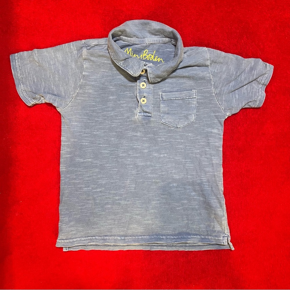 Boys Blue Mini Boden Size 4-5y Button Up Short Sleeve Collared Shirt